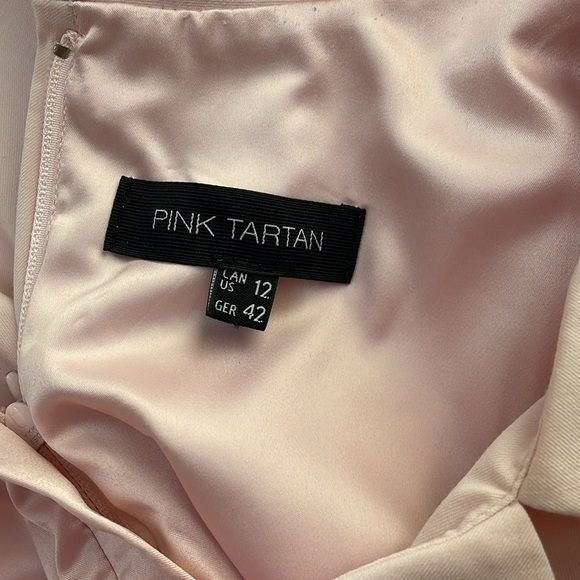 Pink Tartan, long sleeveless top with collar, back zipper, lined, size US 12 - Picture 3 of 4